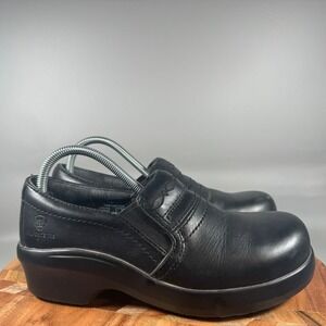 Ariat Clogs Black Leather Slip On Composite Toe Work Shoes Womens 9B